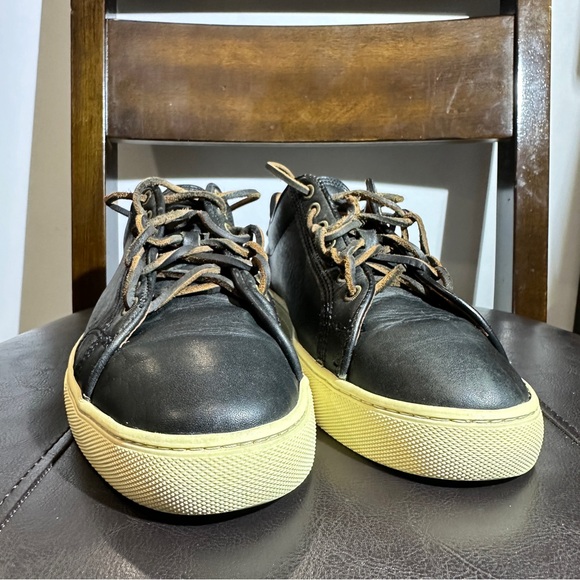 Frye Sneakers Black Brown Leather Men's sz 7.5 Low Tops casual Lace Up USA made - Picture 2 of 12